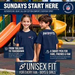 New England Patriots Team Fan Apparel NFL Youth Final Countdown Tee- Pro Football T-Shirt For Boys & Girls - Navy