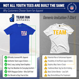 New York Giants Team Fan Apparel NFL Youth Final Countdown Tee- Pro Football T-Shirt For Boys & Girls - Royal