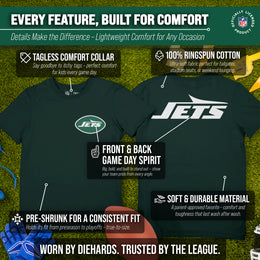 New York Jets Team Fan Apparel NFL Youth Final Countdown Tee- Pro Football T-Shirt For Boys & Girls - Green
