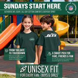 New York Jets Team Fan Apparel NFL Youth Final Countdown Tee- Pro Football T-Shirt For Boys & Girls - Green
