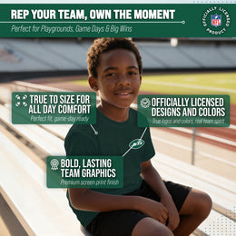 New York Jets Team Fan Apparel NFL Youth Final Countdown Tee- Pro Football T-Shirt For Boys & Girls - Green