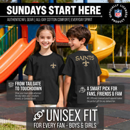 New Orleans Saints Team Fan Apparel NFL Youth Final Countdown Tee- Pro Football T-Shirt For Boys & Girls - Black