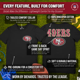 San Francisco 49ers Team Fan Apparel NFL Youth Final Countdown Tee- Pro Football T-Shirt For Boys & Girls - Black