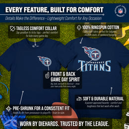 Tennessee Titans Team Fan Apparel NFL Youth Final Countdown Tee- Pro Football T-Shirt For Boys & Girls - Navy