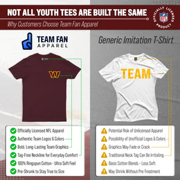 Washington Commanders Team Fan Apparel NFL Youth Final Countdown Tee- Pro Football T-Shirt For Boys & Girls - Maroon