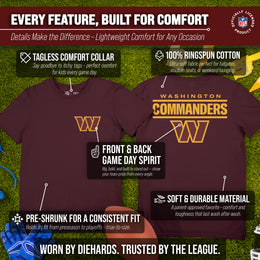 Washington Commanders Team Fan Apparel NFL Youth Final Countdown Tee- Pro Football T-Shirt For Boys & Girls - Maroon