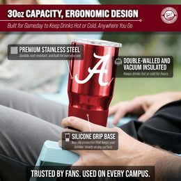 Alabama Crimson Tide NCAA University 30oz Stainless Steel Vacuum Insulated Game Day Tumbler with Silicone Grip - Cardinal