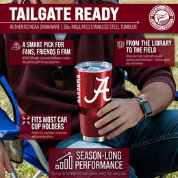 Alabama Crimson Tide NCAA University 30oz Stainless Steel Vacuum Insulated Game Day Tumbler with Silicone Grip - Cardinal