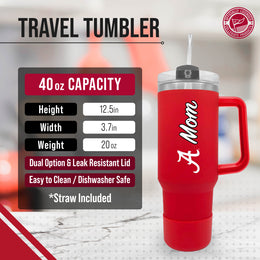 Alabama Crimson Tide Collegiate 40oz Stainless Steel Travel Tumbler with Handle for Mom - Crimson