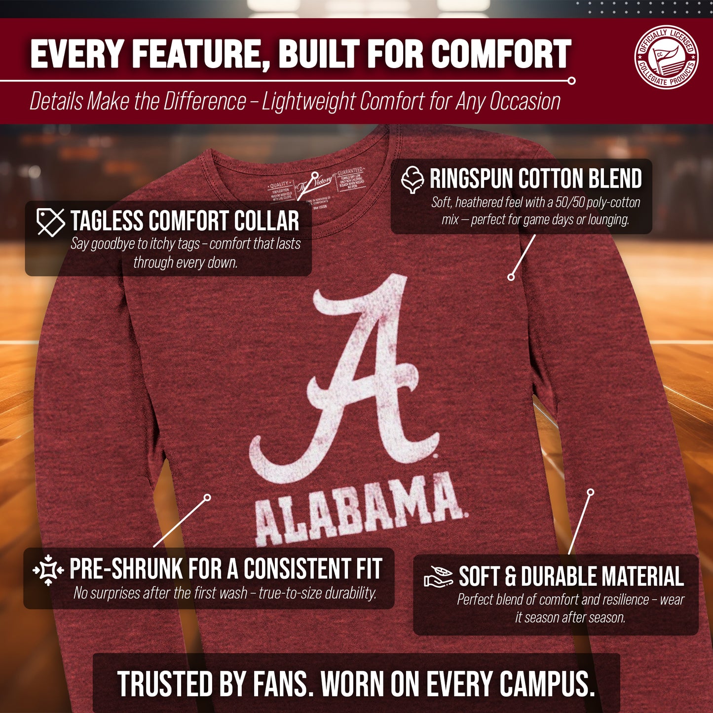 Alabama Crimson Tide NCAA MVP Adult Long-Sleeve Shirt - Crimson