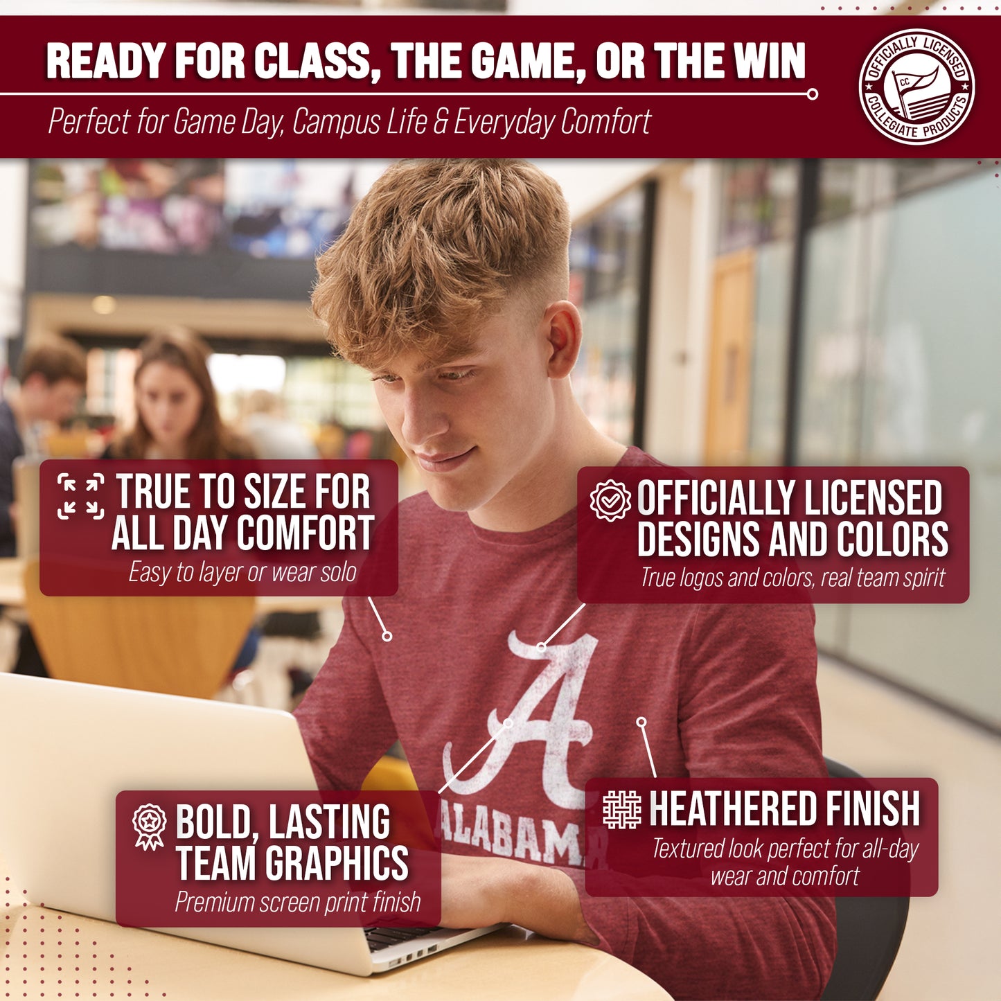 Alabama Crimson Tide NCAA MVP Adult Long-Sleeve Shirt - Crimson