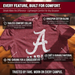 Alabama Crimson Tide Adult MVP Heathered Cotton Blend T-Shirt - Crimson