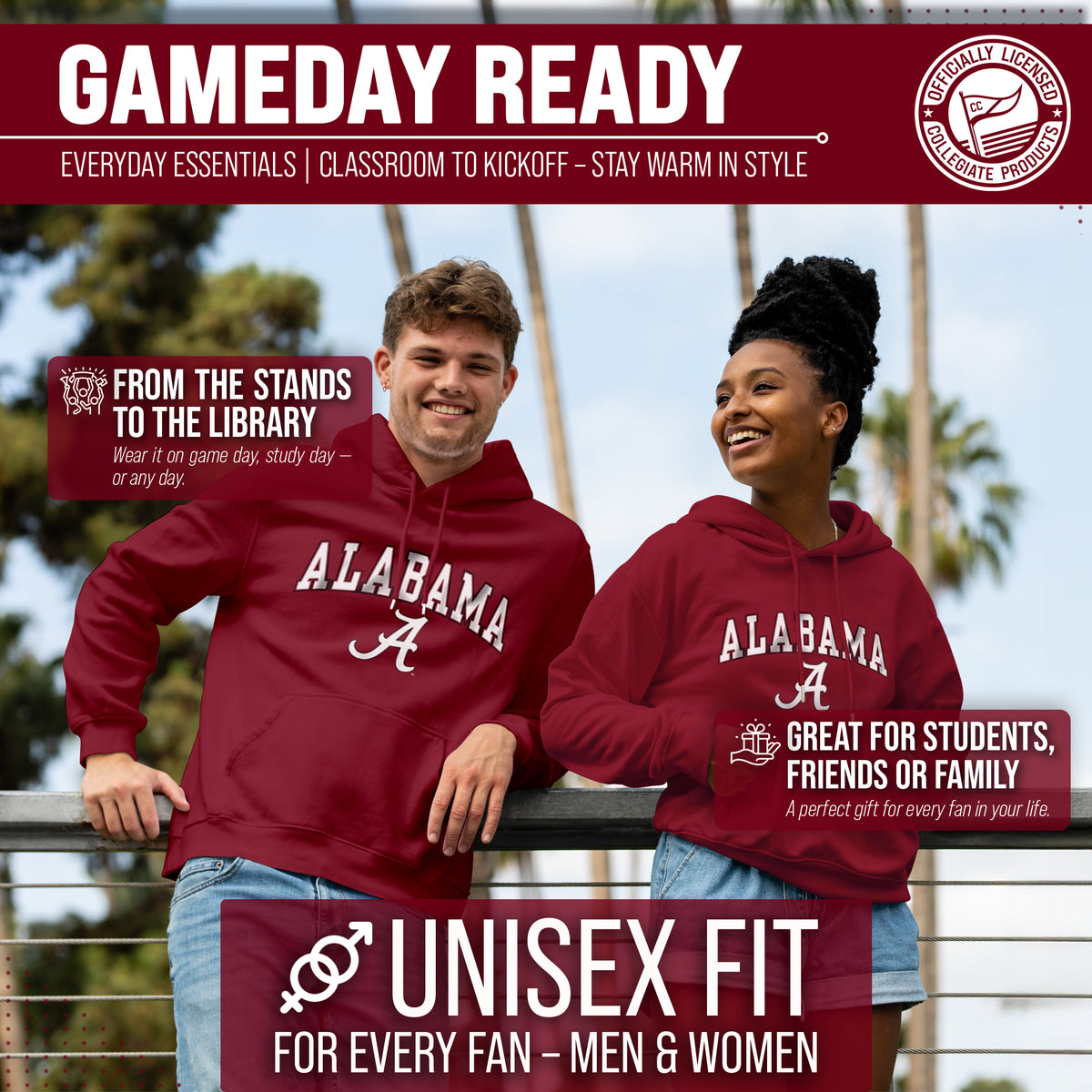 ALA Arch & Logo Gameday Hoodie - Crimson