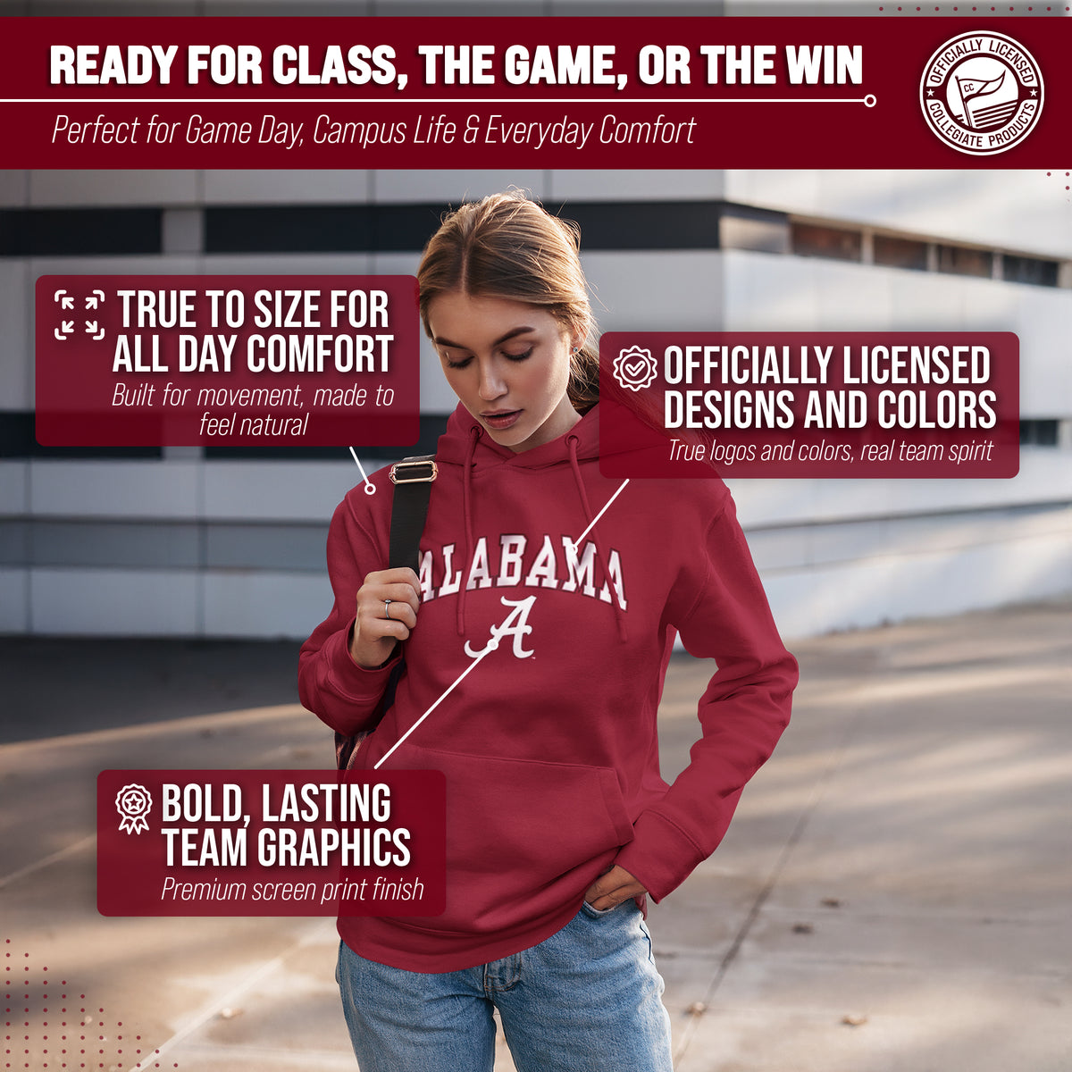 ALA Arch & Logo Gameday Hoodie - Crimson