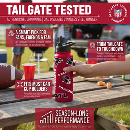 Atlanta Falcons NFL 34oz Quencher Stainless Steel Insulated Water Bottle - Red