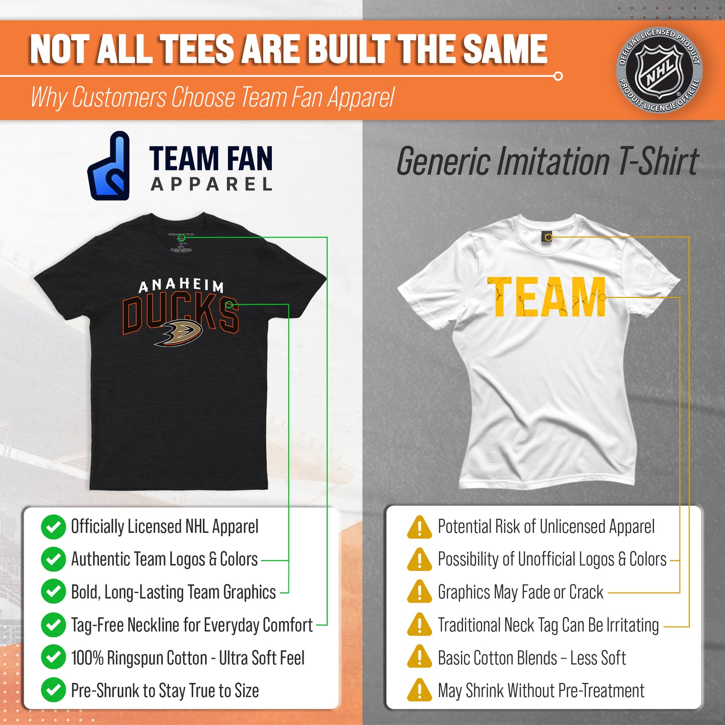 Anaheim Ducks NHL Adult Powerplay Heathered Unisex T-Shirt - Black Heather