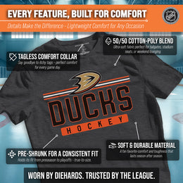 Anaheim Ducks Adult NHL Heather Charcoal True Fan Hockey T-Shirt - Charcoal