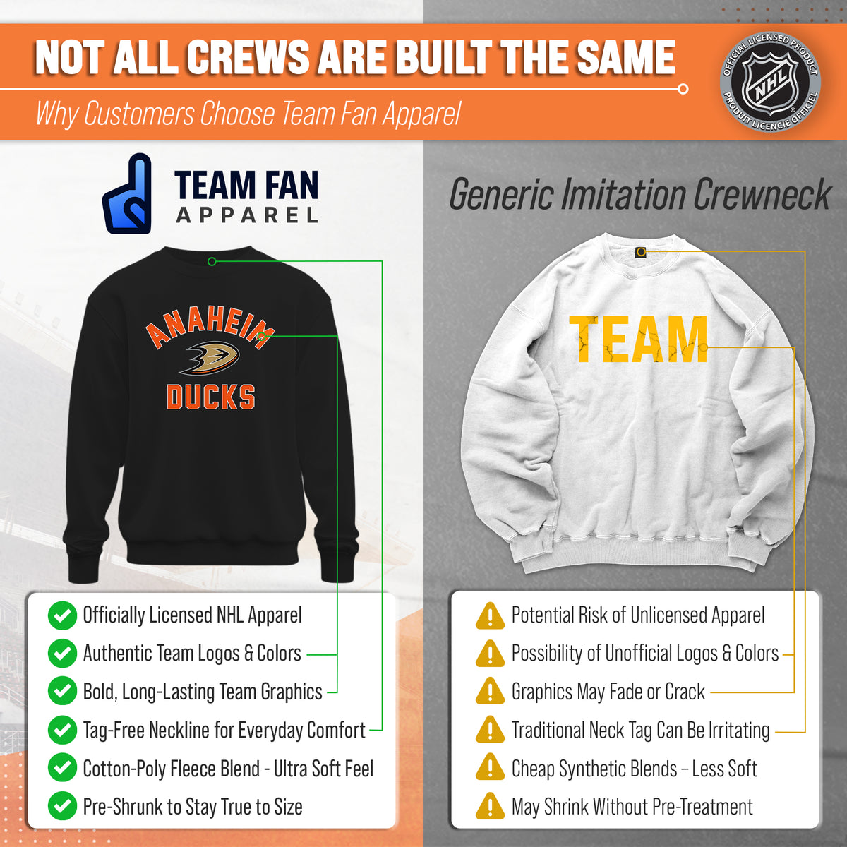 NFL Gameday Crewneck Sweatshirt, Cotton Fleece Pullover Men Women