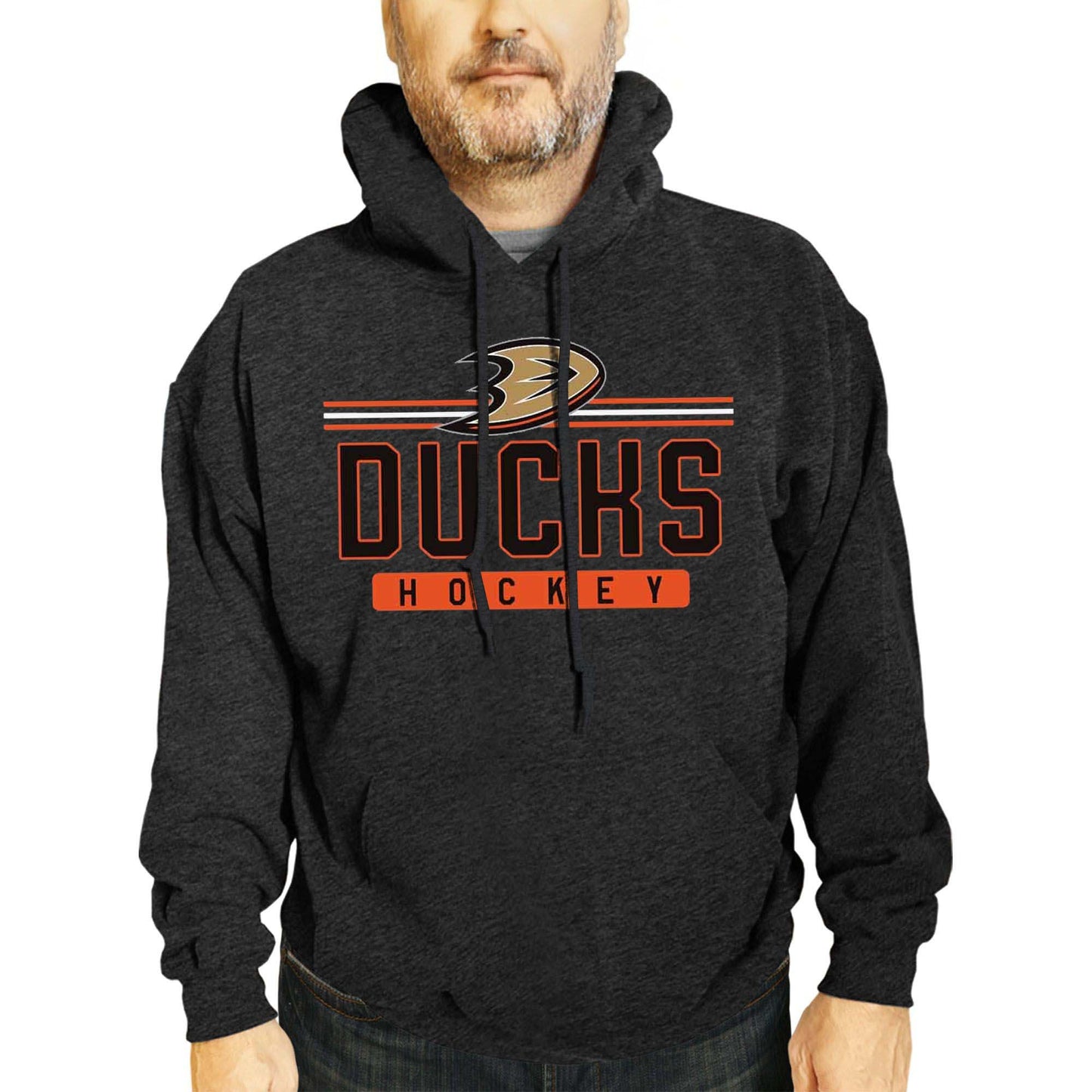 Anaheim Ducks NHL Adult Heather Charcoal True Fan Hooded Sweatshirt Unisex - Charcoal