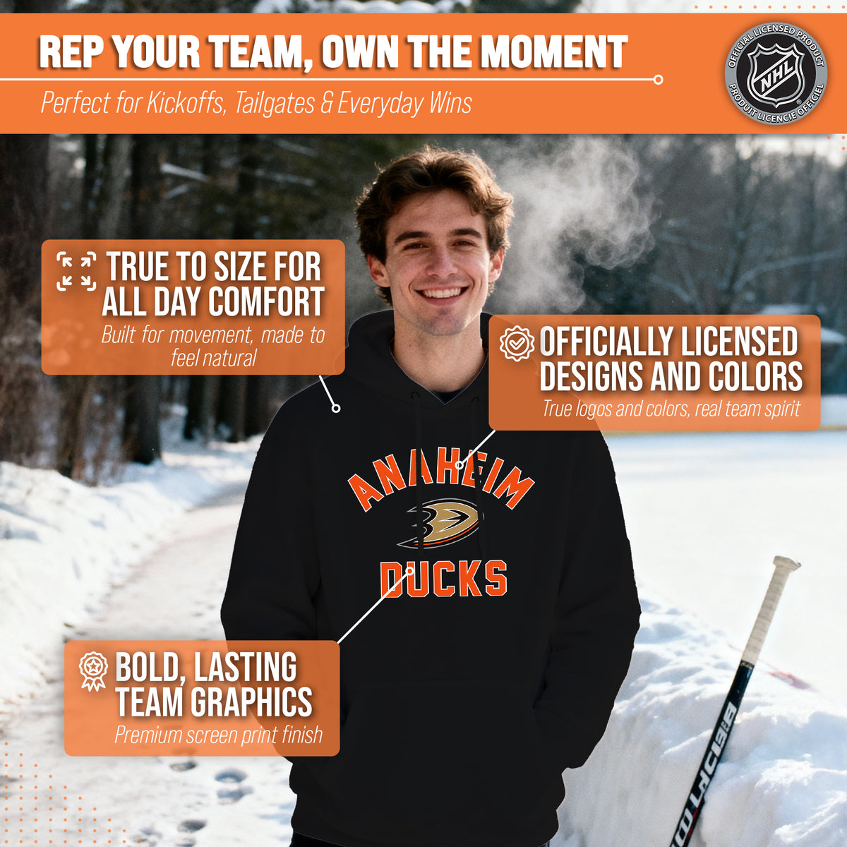 Anaheim Ducks Hoodie Pullover Sweatshirt - Black