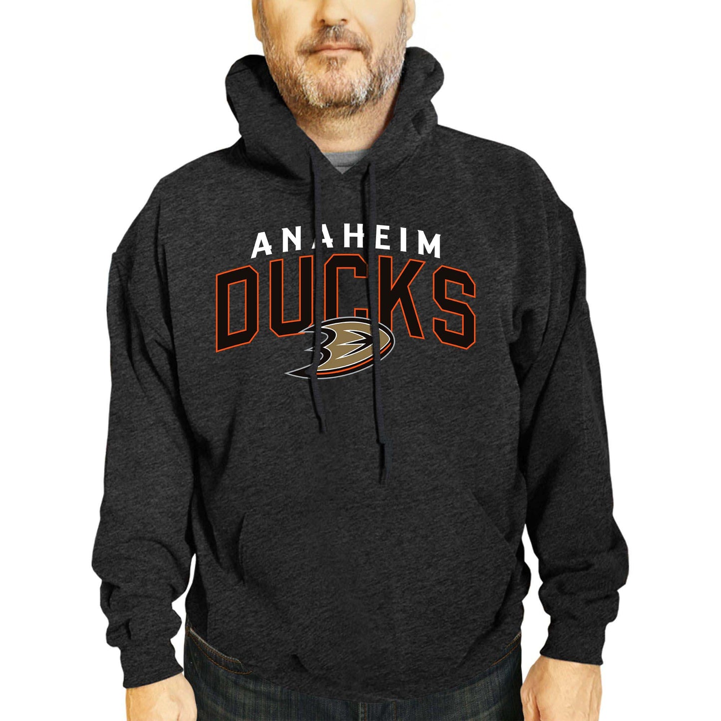 Anaheim Ducks NHL Adult Unisex Powerplay Hooded Sweatshirt - Black Heather
