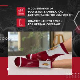 Arizona State Sun Devils Adult NCAA Surge Quarter Length Crew Socks - Maroon