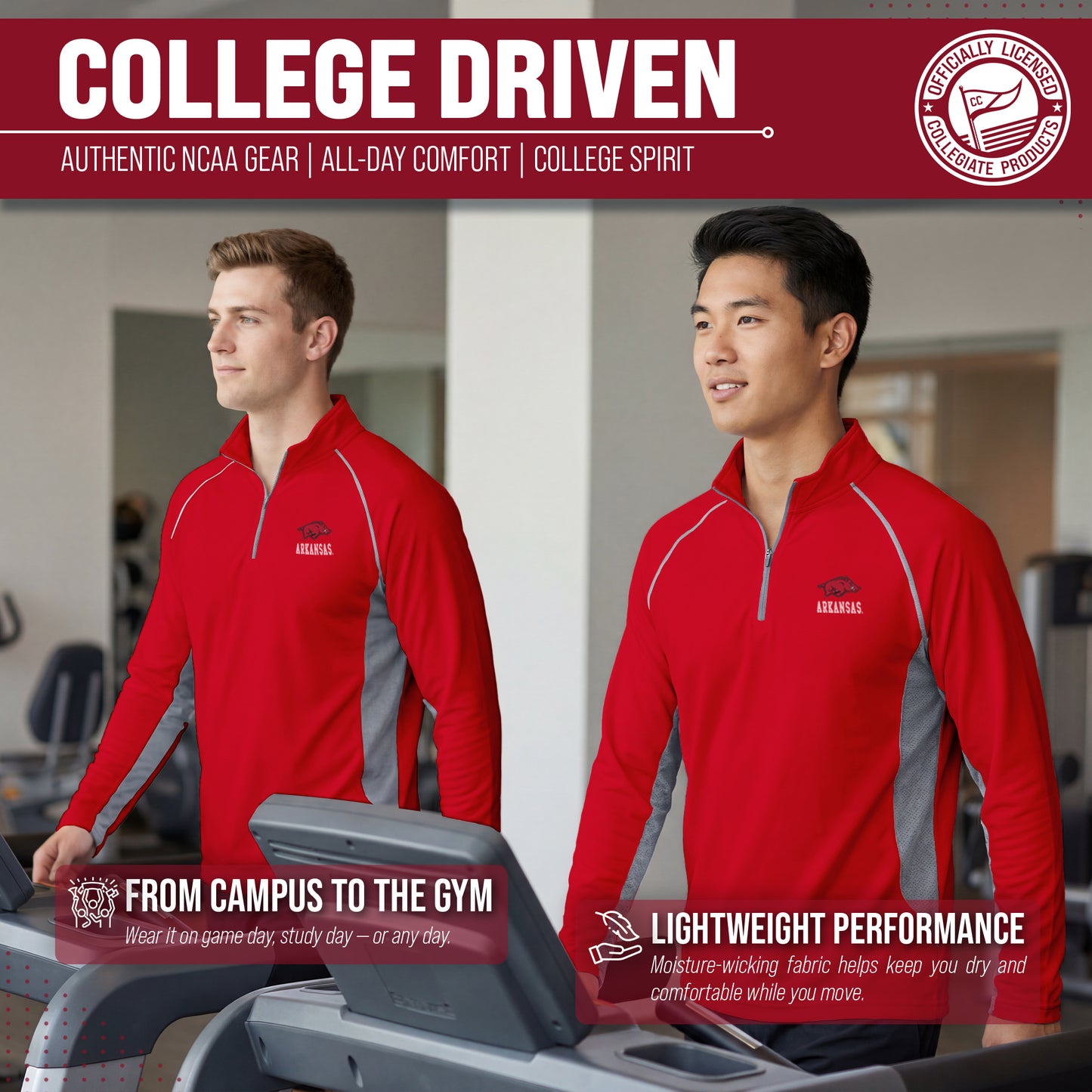 Arkansas Razorbacks Mens NCAA Campus Classic Long Sleeve 1/4 Zip Windshirt - Cardinal
