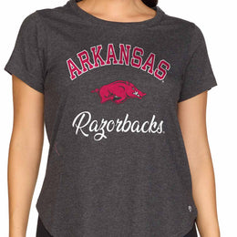 Arkansas Razorbacks NCAA Womens Tag-Less Ultra Soft Tailgate T-Shirt - Black Heather
