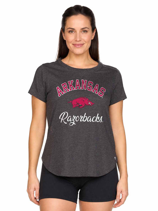 Arkansas Razorbacks  Women's NCAA Tailgate Heathered Tee - Black Heather