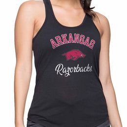 Arkansas Razorbacks NCAA Womens Tag-Less Ultra Soft Tailgate Tank Top - Black Heather