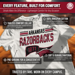 Arkansas Razorbacks NCAA Adult Unisex Varsity Club Pennant T-Shirt Tag-Less - Off White