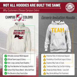 Arkansas Razorbacks NCAA Adult Unisex Varsity Club Pennant Hooded Fleece Sweatshirt - Off White