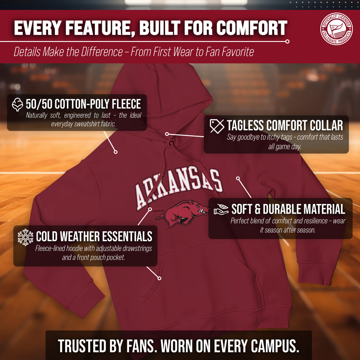 ARK Arch & Logo Gameday Hoodie - Cardinal