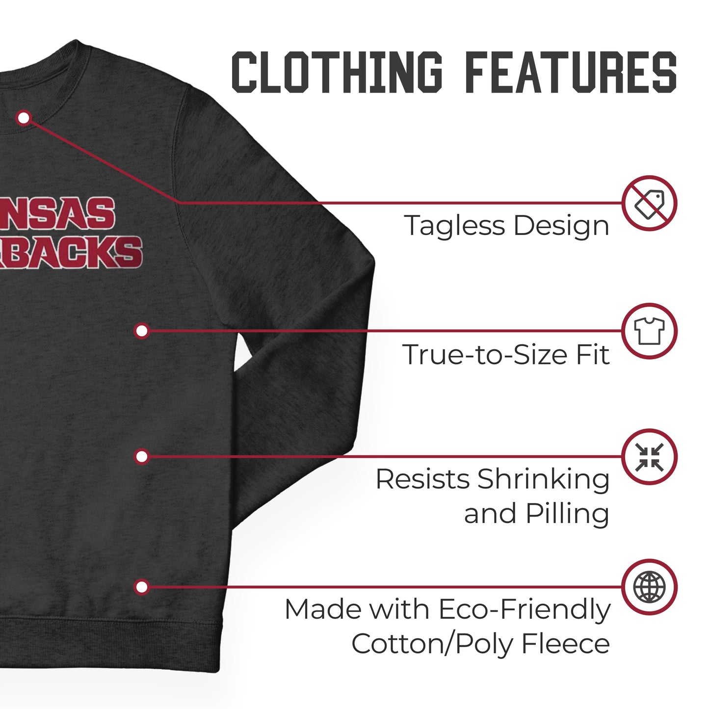 Alabama Crimson Tide NCAA Adult Charcoal Crewneck Fleece Sweatshirt - Charcoal