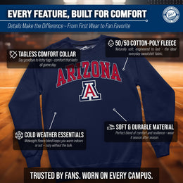 Arizona Wildcats Adult Arch & Logo Soft Style Gameday Crewneck Sweatshirt - Navy