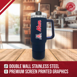 Arizona Wildcats Collegiate 40oz Stainless Steel Travel Tumbler with Handle for Mom - Navy