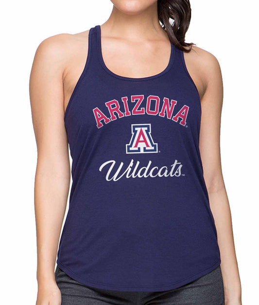 Arizona Wildcats NCAA Womens Tag-Less Ultra Soft Tailgate Tank Top - Navy Heather