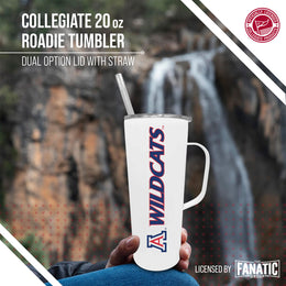 Arizona Wildcats NCAA Stainless Steel 20oz Roadie With Handle & Dual Option Lid With Straw - White
