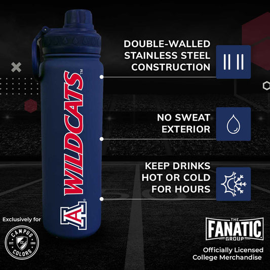 Arizona Wildcats  Stainless Steel Water Bottle 24 oz Insulated - Navy