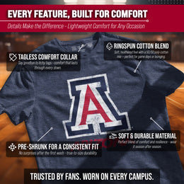 Arizona Wildcats Adult MVP Heathered Cotton Blend T-Shirt - Navy