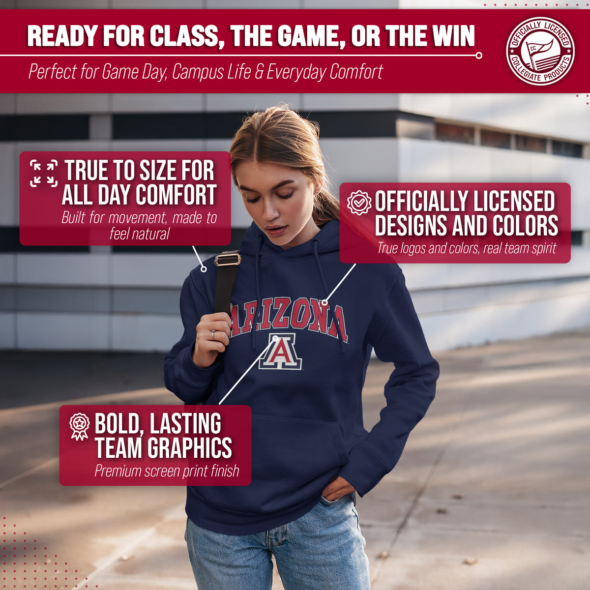 ARZ Arch & Logo Gameday Hoodie - Navy