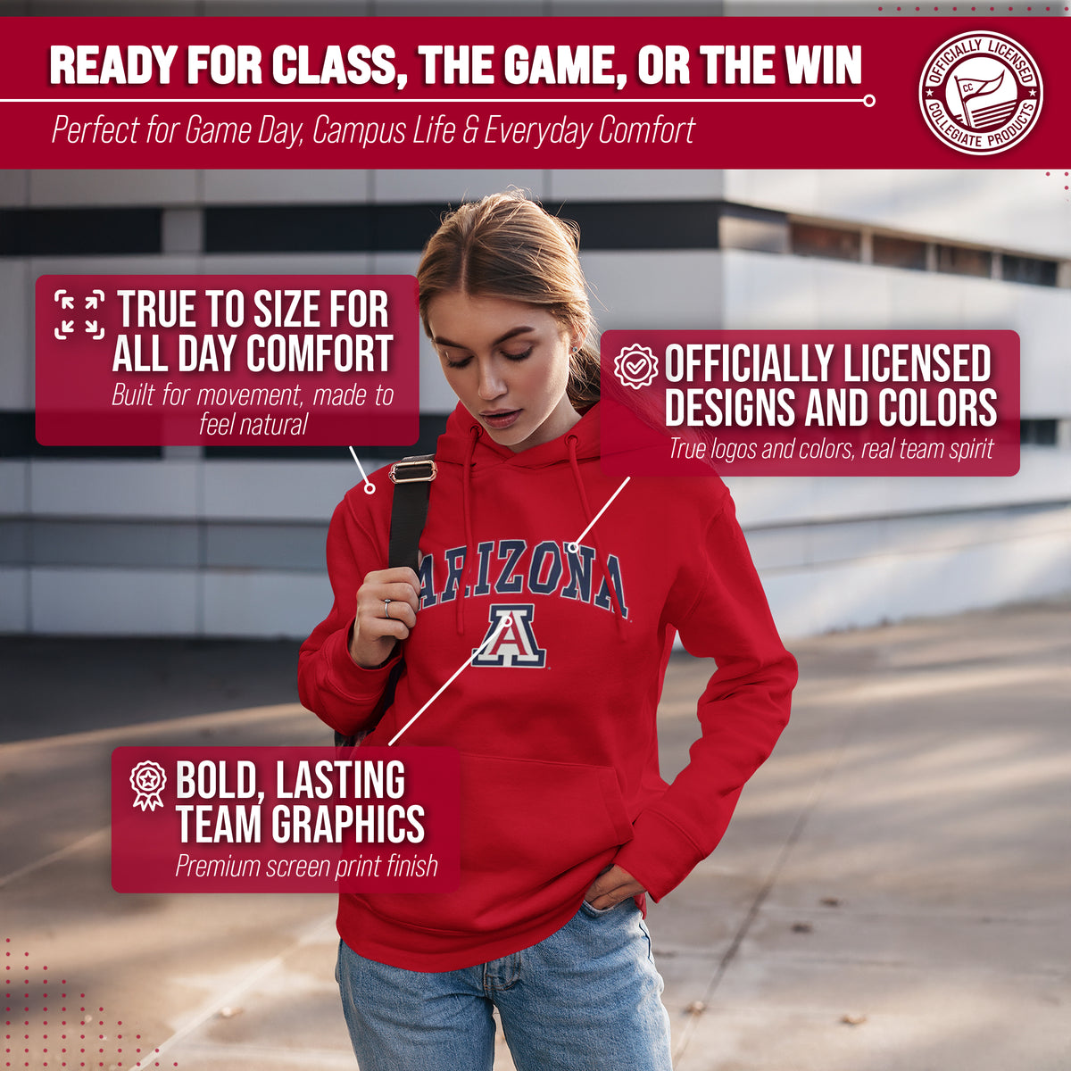 ARZ Arch & Logo Gameday Hoodie - Red