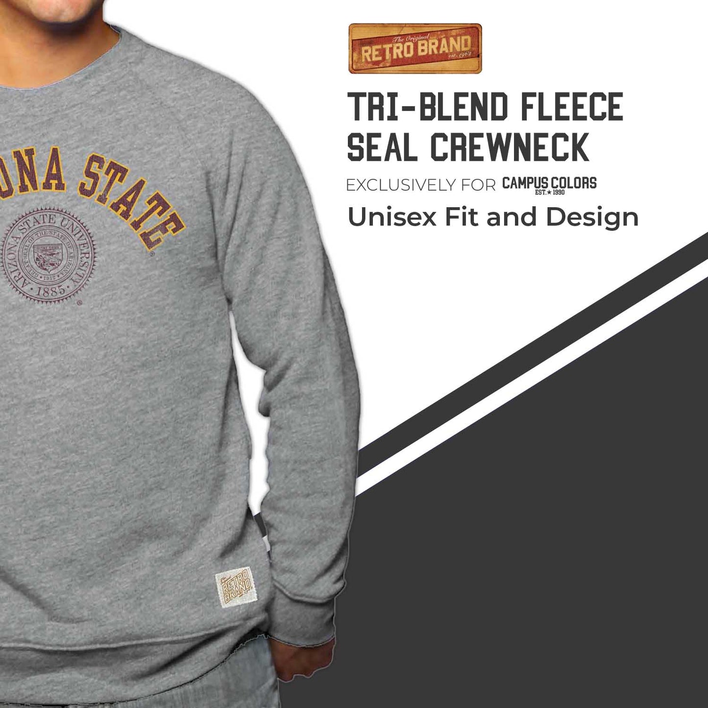 Arizona Wildcats College Gray University Seal Crewneck Sweatshirt - Gray