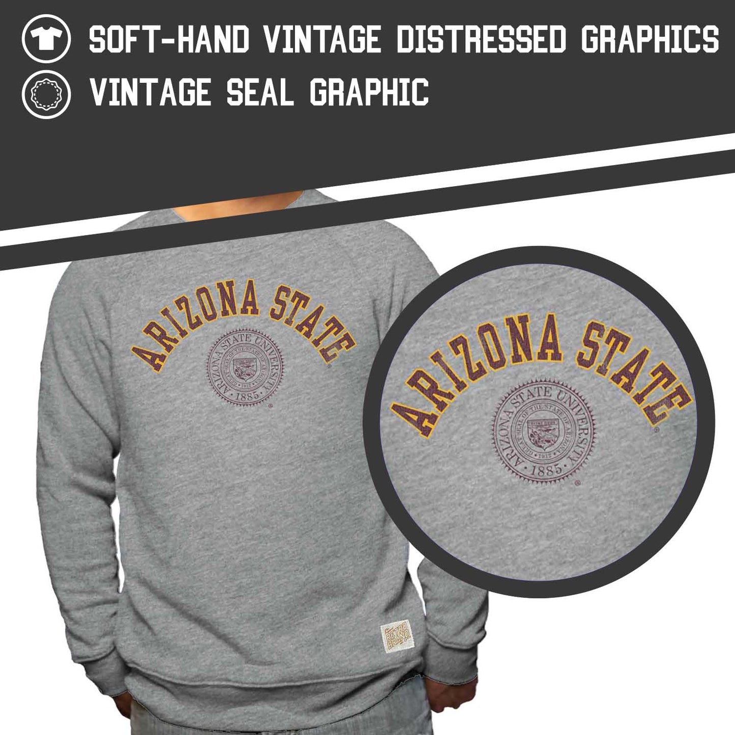 Arizona Wildcats College Gray University Seal Crewneck Sweatshirt - Gray