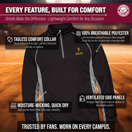 Arizona State Sun Devils Mens NCAA Campus Classic Long Sleeve 1/4 Zip Windshirt - Black