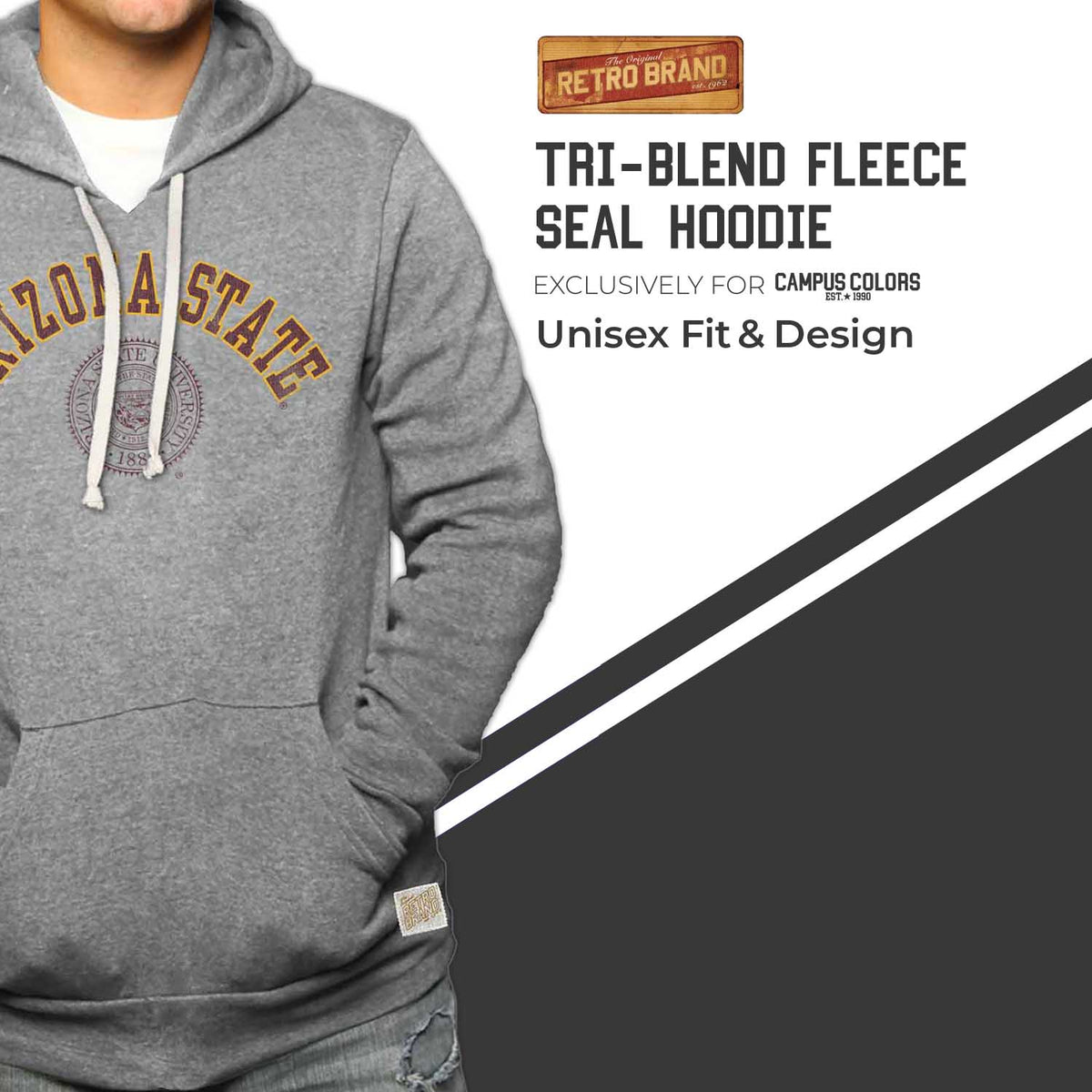 Arizona State Sun Devils College Gray University Seal Hooded Sweatshirt - Gray