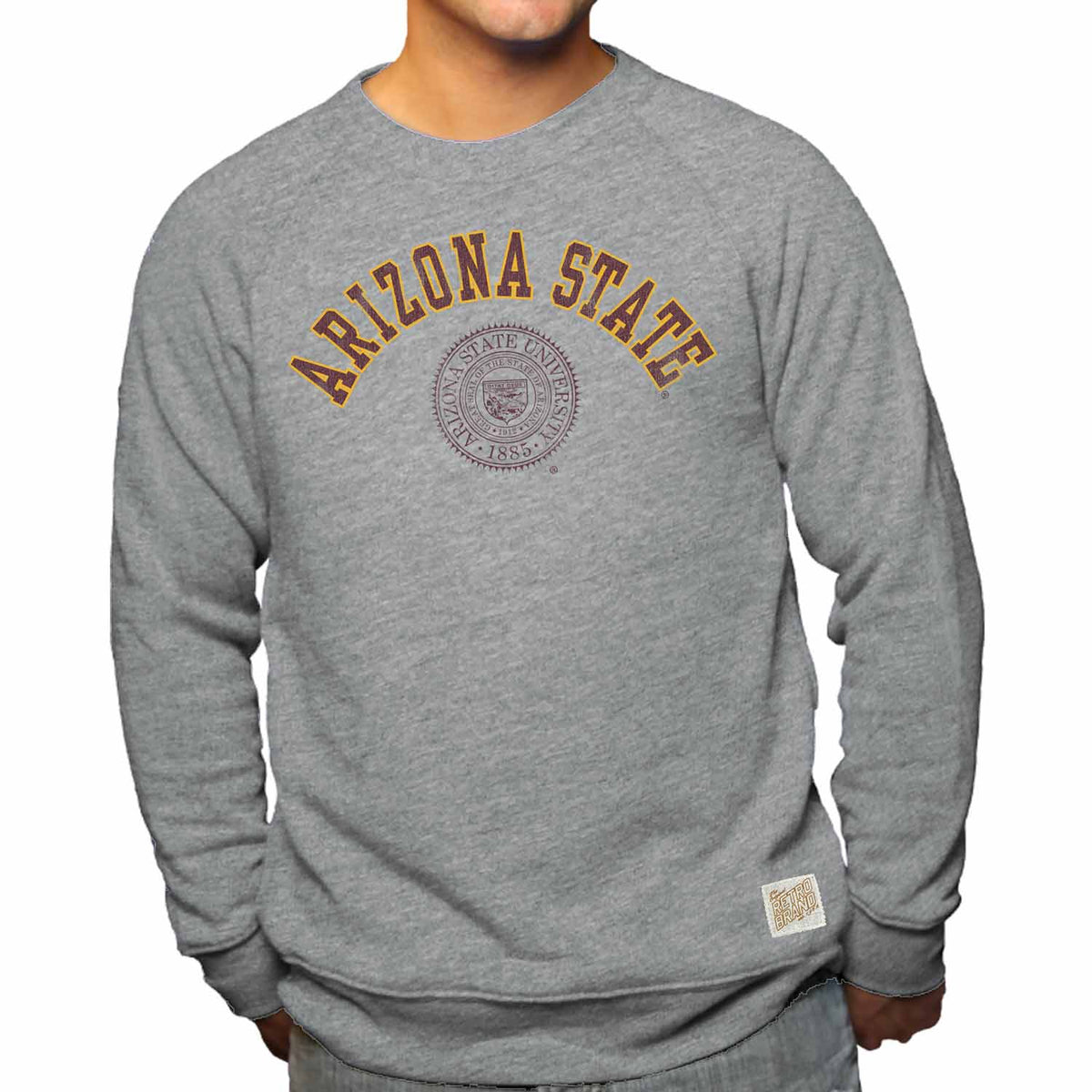 Arizona State Sun Devils College Gray University Seal Crewneck Sweatshirt - Gray