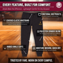 Arizona State Sun Devils NCAA Men’s University Cloud Jersey Performance Jogger Pants with Drawstring Waistband - Black Heather