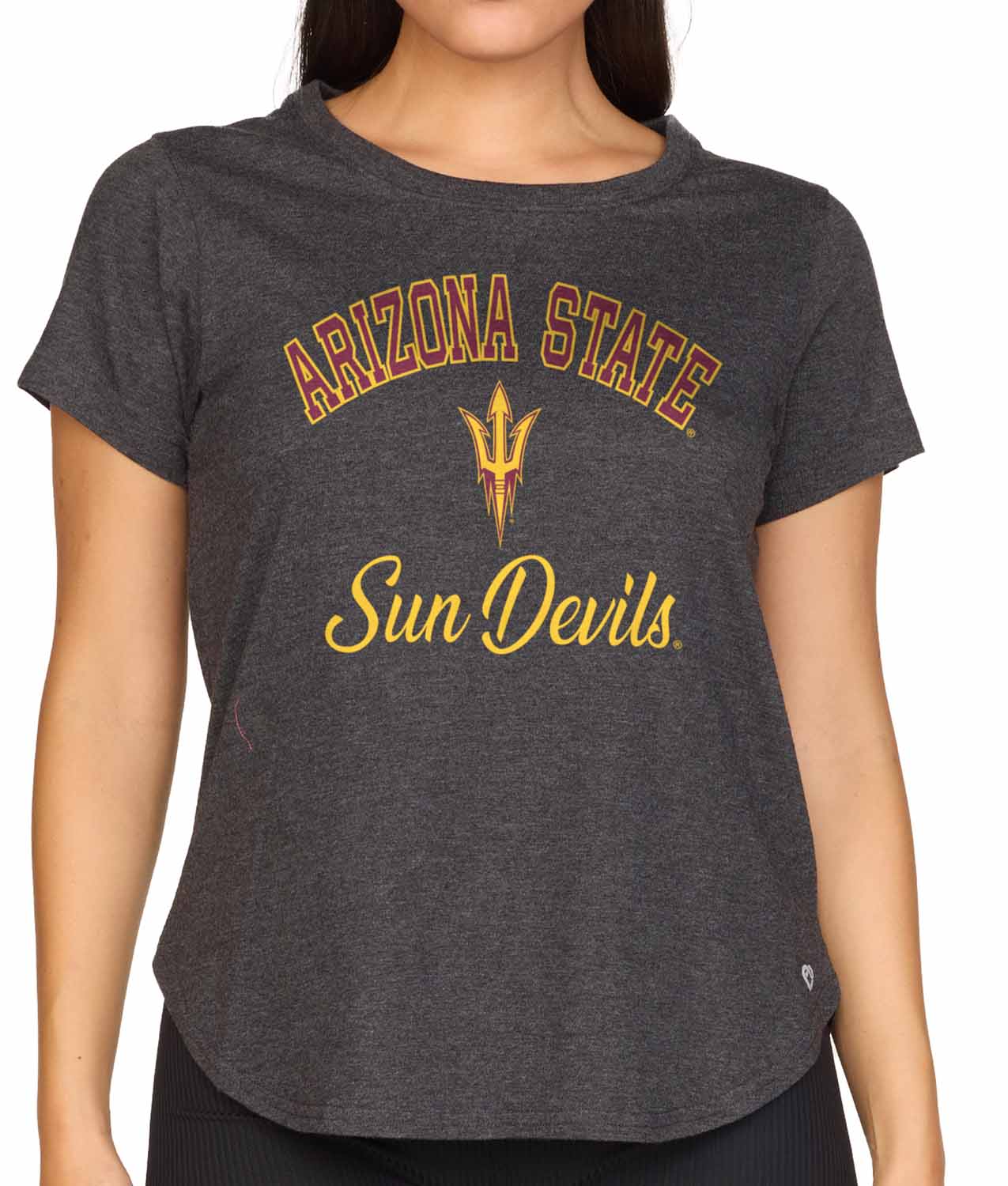 Arizona State Sun Devils NCAA Womens Tag-Less Ultra Soft Tailgate T-Shirt - Black Heather
