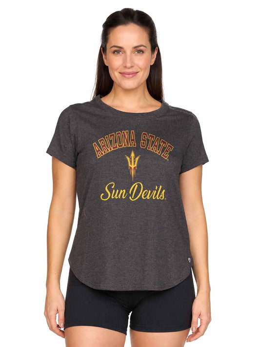 Arizona State Sun Devils  Women's NCAA Tailgate Heathered Tee - Black Heather